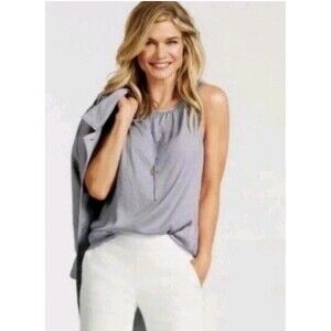 Cabi 5363 Mist Top SM Periwinkle Blue Sleeveless Scoop Neck Blouse.